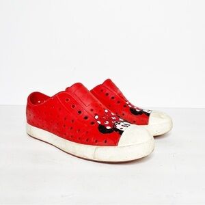 Native Shoes Red Minnie Mouse Jefferson Rubber Sneakers Size 3 Junior